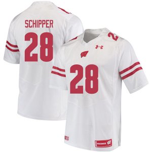 Men's Wisconsin Badgers NCAA #28 Brady Schipper White Authentic Under Armour Stitched College Football Jersey VN31Z64UF
